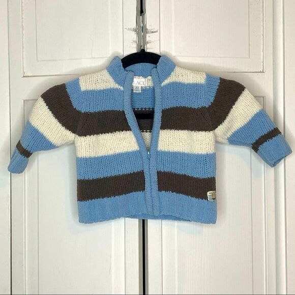 💕3 for $15💕 The Children’s Place Zip Up Blue Stripe Sweater - Picture 1 of 6